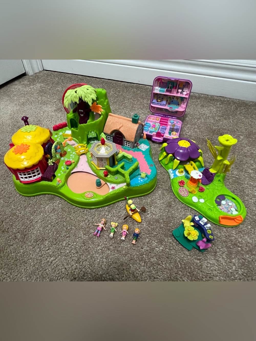Polly Pocket lot magical moving fairyland petal village party time surprise